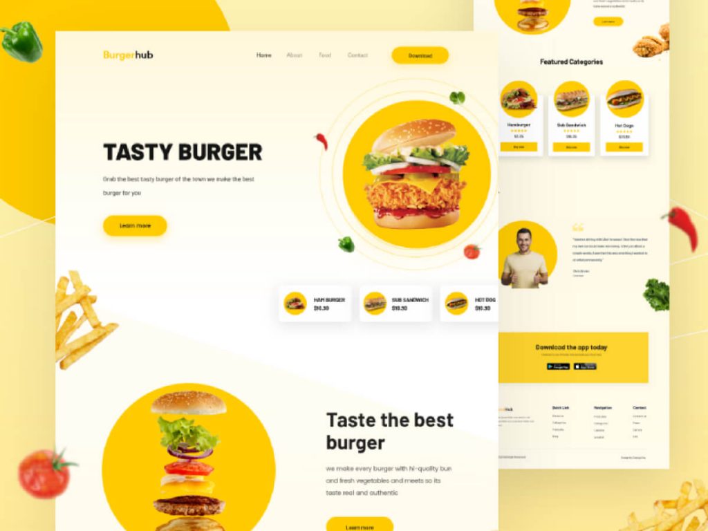 Burger Minimal Landing Page for Adobe XD