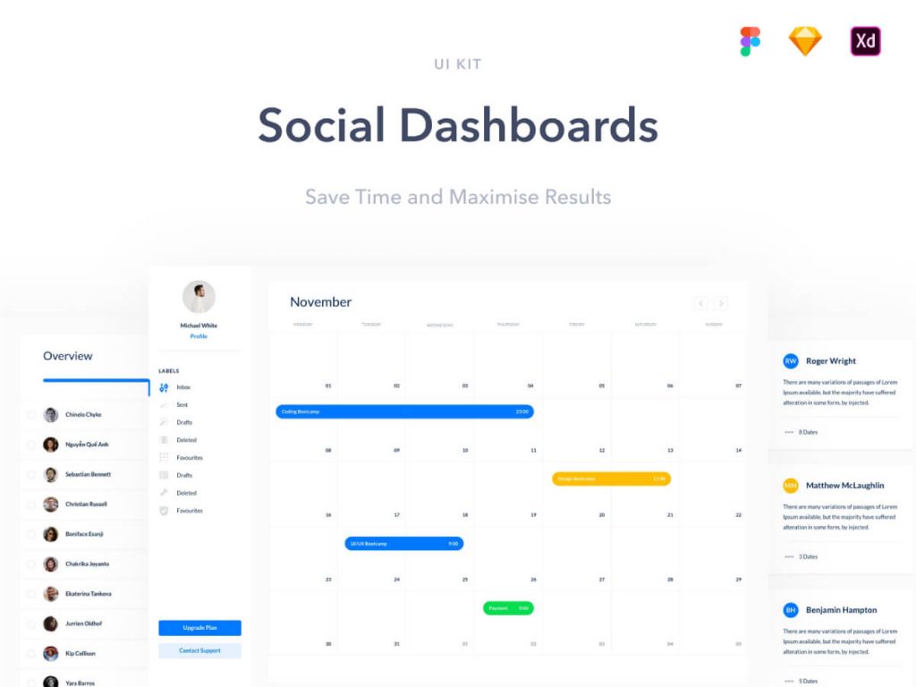 Social Dashboards Adobe XD UI Kit