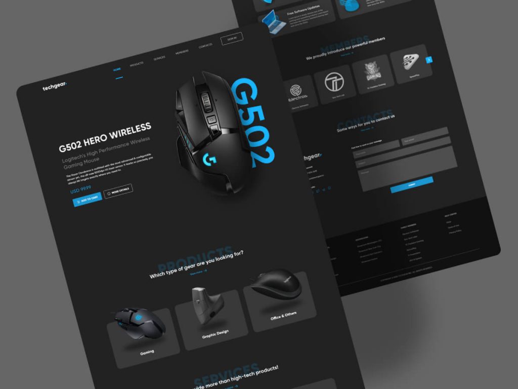 Techgear Web Adobe XD UI Kit