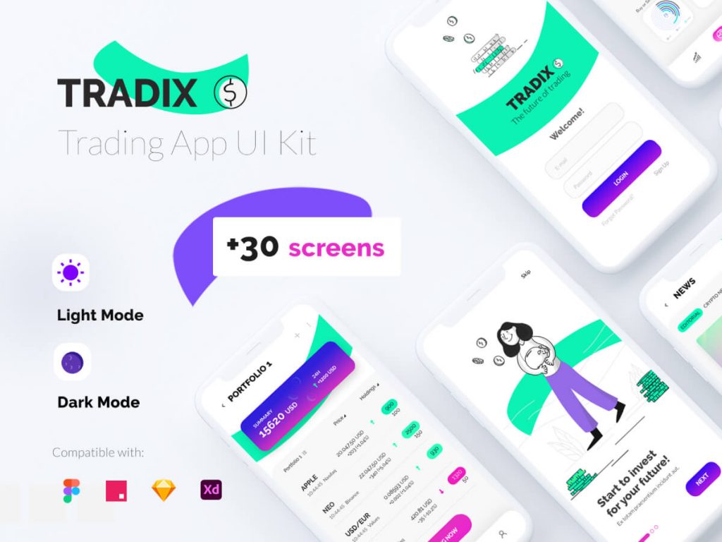 Trading App Adobe XD MUI Kit