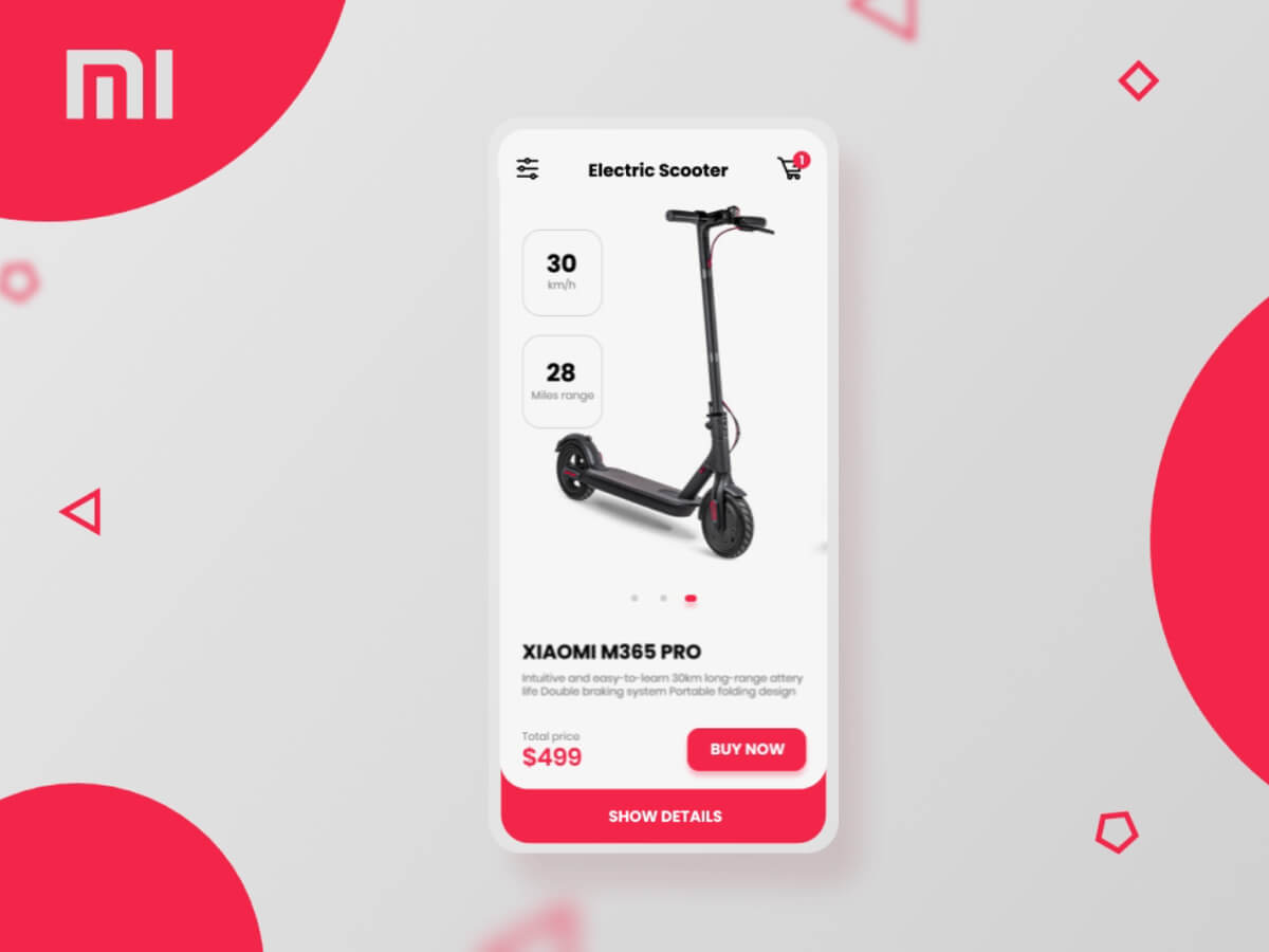 Xiaomi M365 App Concept for Adobe XD
