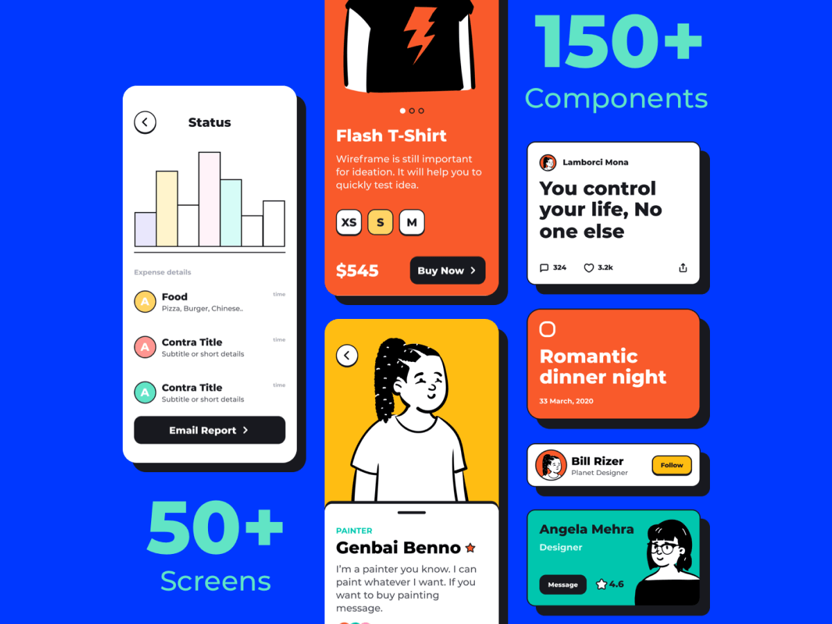 Contra Wireframe UI Kit for Adobe XD